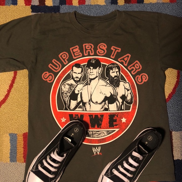 WWF John Cena T shirt dark olive green T-shirt - Picture 2 of 2